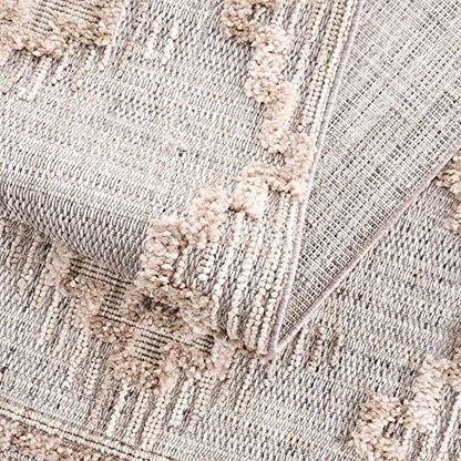 Hauteloom Aria Modern Moroccan Medallion Farmhouse Hallway, Entryway Runner Rug - High Low - High Pile Long Carpet - Cream, Beige, Brown, Beige - 2'7" x 7'3" - color: Charcoal, Cream, Beige / Ampusungan, size: 2'8" x 7'3" (Runner)