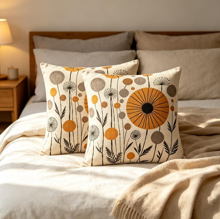 18x18 Inch Mid Century Neutral Throw Pillow Covers Set of 2 - color: A20017, size: 18" x 18" (Pack of 2)