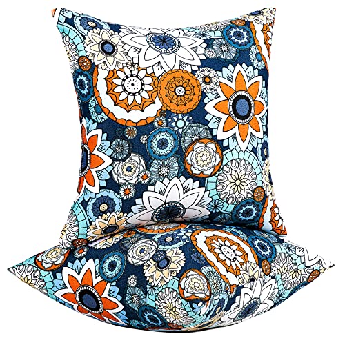 JMGBird Outdoor Throw Pillows Waterproof Outdoor Pillow Covers with Inserts - color: Blue Pattern