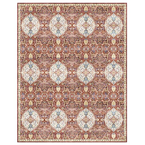 Gertmenian Indoor Bohemian Accent Rug - 3x5 Small, Non-Shedding, Ideal for High Traffic in Living Room, Bedroom, Entryway - Moroccan, Red, 26844 - color: Moroccan, Red, size: 3'4" x 4'7" (Small)