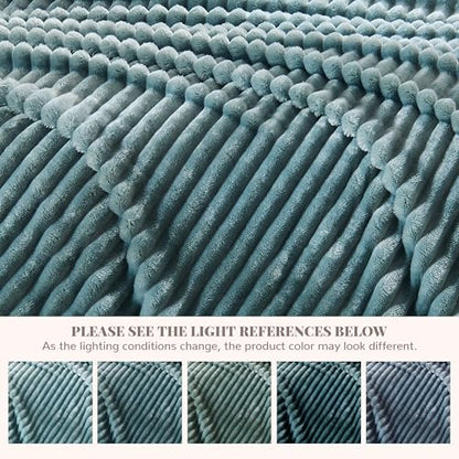 330GSM Ribbed Fleece Twin Blanket for Bed, Dusty Blue, 60"x80" - color: Dusty Blue, size: Twin(60"x80")