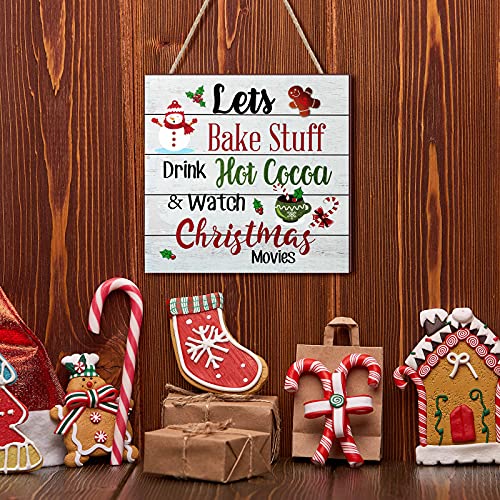 Blulu Christmas Wooden Sign Hot Cocoa Baking Quote Hanging Plaque,Classic - color: Wood