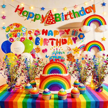 FUBININA Birthday Table Centerpiece Party Decoration Colorful Foil Tabletop