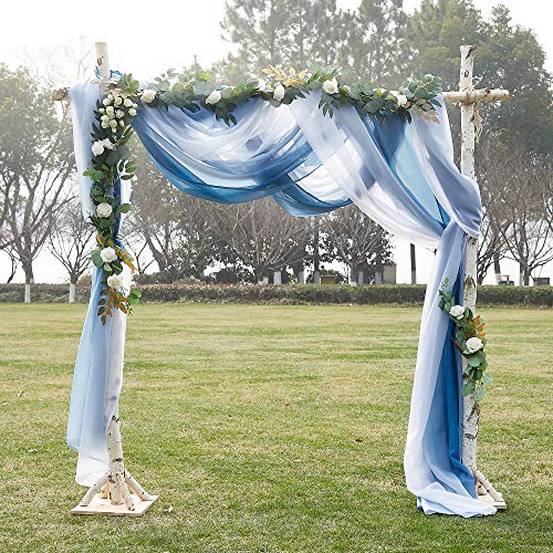 NICETOWN Navy Blue Ombre Sheer Scarf Curtains Valances, Elegant Backdrop Voile Texture for Indoor Outdoor Wedding Ceremony/Party/Pergola Canopy, Set of 2, W60 x L216 - color: Ombre Navy Blue