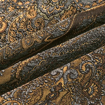 Loom and Mill Antique Damask Valances for Windows, Bronze Gold, 54"x18" - color: Cambridge-grey+gold