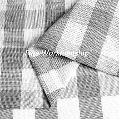 Amzdecor Grey White Buffalo Plaid Valance Semi Sheer Cafe Curtain 55"x15" - color: Silver/Gray