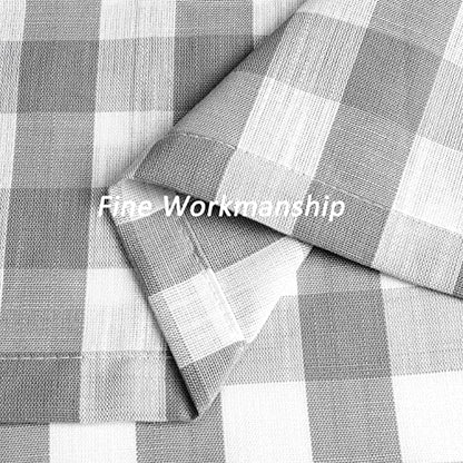 Amzdecor Grey White Buffalo Plaid Valance Semi Sheer Cafe Curtain 55"x15" - color: Silver/Gray