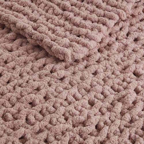 Madison Park Chenille Chunky Knit All Season Throw Blanket, 50 x 60, Blush - color: Blush