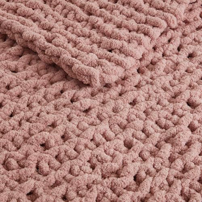 Madison Park Chenille Chunky Knit All Season Throw Blanket, 50 x 60, Blush - color: Blush