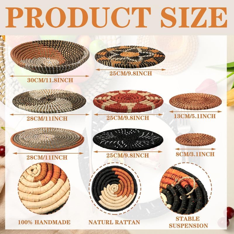 Tatuo 11 Pcs Boho Wall Basket Decor Woven Wall Hanging Art, Classic - style: Classic