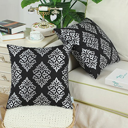 CaliTime Decorative Couch Throw Pillow Covers 18 X 18 Inches Black - color: Diamond Dark Ground - Black
