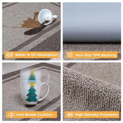 anllugs Kitchen Rugs 24" x 70", Non-Slip Runner Rugs, Beige & Grayish Brown - color: Beige & Grayish Brown, size: 24" X 70"