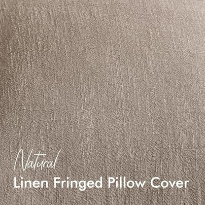 Linen Fringe Throw Pillow Covers 18x18 Inch Set of 2,Brown Tan - color: Dune, size: 18" x 18" (Pack of 2)