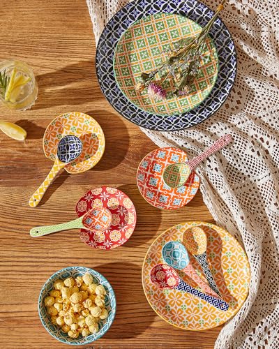 Metahom Ceramic Small Serving Spoons, Colorful Soup Spoon Set of 6 - size: 6.25 inch
