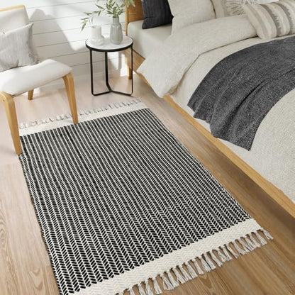 Lahome Boho Bathroom Rugs, 3x5 Washable Area Rug for Kitchen Bedroom Entry - color: Black, size: 3' x 5' (Rectangular)