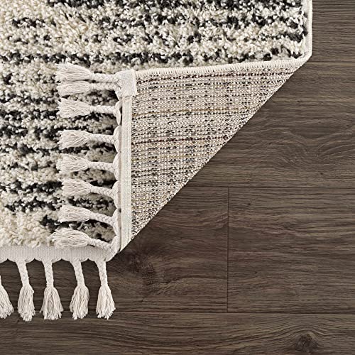Hauteloom Berber Shag Collection - Howth Farmhouse Entryway, Bedroom, Kitchen Shaggy Runner Rug with Tassel - Fluffy Plush High Pile Carpet - Southwestern Tribal Style - Beige, Black - 2'7" x 7'3" - color: Beige, Black, White / Howth, size: 2'7" x 7'3" (R