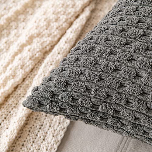 MIULEE Decorative Throw Pillow Covers 16x16 Dark Grey Textured Corduroy - color: Dark Grey, size: 16" x 16" (Pack of 2)