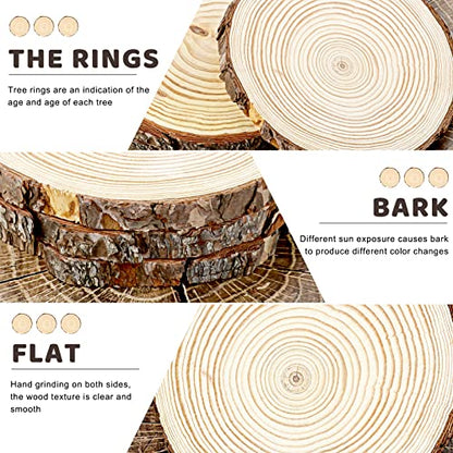 FSWCCK 6 Pack Nature Unfinished Round Wood Slices, 7-8 Inches Wooden Circle, Large Wood Slabs for Weddings Centerpieces Decor and DIY Painting Crafts - size: 7"- 8 "