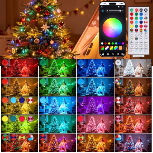 HOME LIGHTING Smart Color Changing Halloween Lights, 66FT 200 LED RGB String Lights with Remote & App Controlled, Music Sync Multiple Modes, Waterproof Indoor Outdoor Holiday Xmas Tree Party Decor - color: RGB with App Controlled