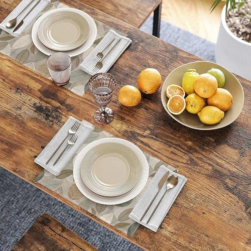 Linen Placemats Set of 6, Boho Green Leaves Washable Table Mats 12x18 Inch, Heat Resistant Non Slip Placemats for Dining Table Kitchen Everyday Use - color: Boho Green Leaves