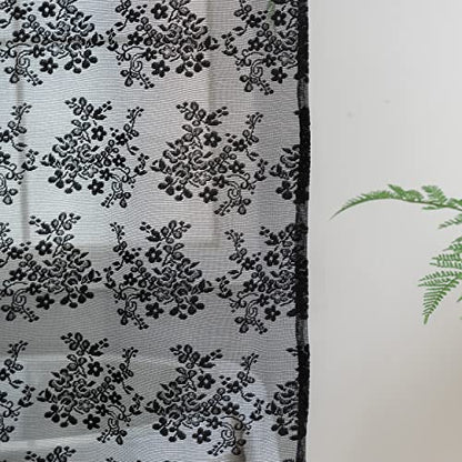 TUDECO Black Lace Shower Curtain for Small Bathroom, 36''W x 72''L - color: Black, size: 36"W x 72"L (Pack of 1)