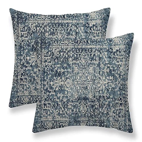 Navy Blue Carpet Pattern Boho Pillow Covers 18x18 Set of 2 - color: Navy Blue1, size: 18" x 18" (Pack of 2)