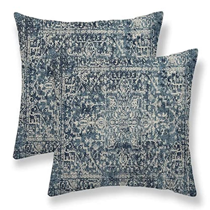 Navy Blue Carpet Pattern Boho Pillow Covers 18x18 Set of 2 - color: Navy Blue1, size: 18" x 18" (Pack of 2)