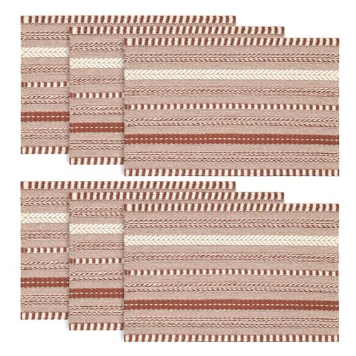 Artoid Mode Caramel Woven Braided Stripe Placemats Set of 6-12x18 Inch - color: Caramel, size: 12" x 18", 6 Pcs