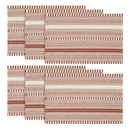 Artoid Mode Caramel Woven Braided Stripe Placemats Set of 6-12x18 Inch - color: Caramel, size: 12" x 18", 6 Pcs