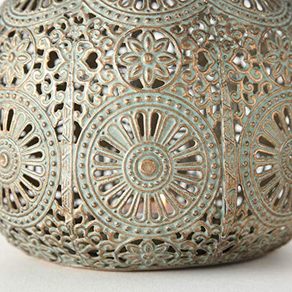 Moroccan Hurricane Candle Holder, Gold, 6.25 x 4.25 Inches
