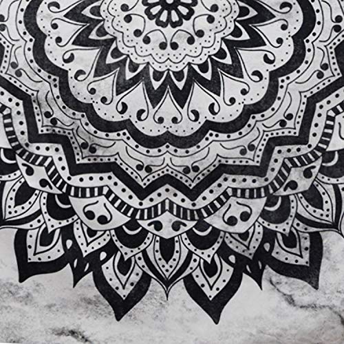 Leofanger Black and White Mandala Wall Tapestry - Bohemian Flower Psychedelic Hippie Wall Hanging for Bedroom (51.2 x 59.1inches) - size: 59.1"L x 51.2"W