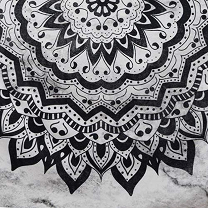 Leofanger Black and White Mandala Wall Tapestry - Bohemian Flower Psychedelic Hippie Wall Hanging for Bedroom (51.2 x 59.1inches) - size: 59.1"L x 51.2"W