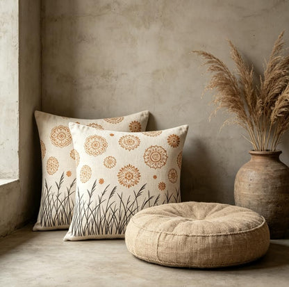 Boho Floral Reed Throw Pillow Covers Set of 2, 18x18 Inch - color: A20018, size: 18" x 18" (Pack of 2)