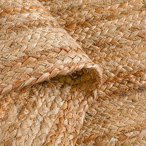 Hausattire Jute Braided Woven Kitchen Rug 2x3 Feet - Natural - color: Natural, size: 2'x3'
