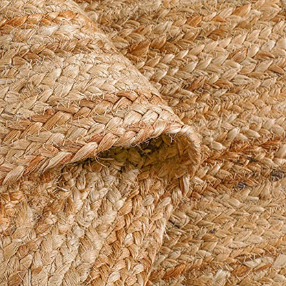Hausattire Jute Braided Woven Kitchen Rug 2x3 Feet - Natural - color: Natural, size: 2'x3'