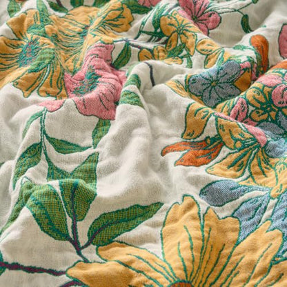 Boho Throw Blanket, 100% Soft Cotton Floral Quilt, King 90"x 98" - color: Plain Bird, size: King 90"x98"