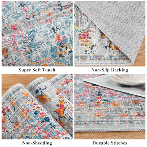 Pauwer Hallway Runner Rug 2x6, Washable Non Slip Kitchen Runner, Grey Multi - color: Grey Multi, size: 2' x 6' (Runner)