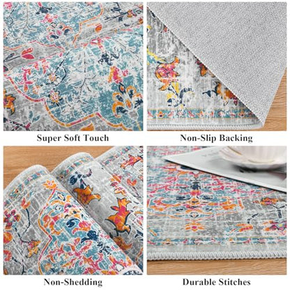Pauwer Hallway Runner Rug 2x5, Washable Non Slip Kitchen Runner, Grey Multi - color: Grey Multi, size: 2' x 5' (Runner)