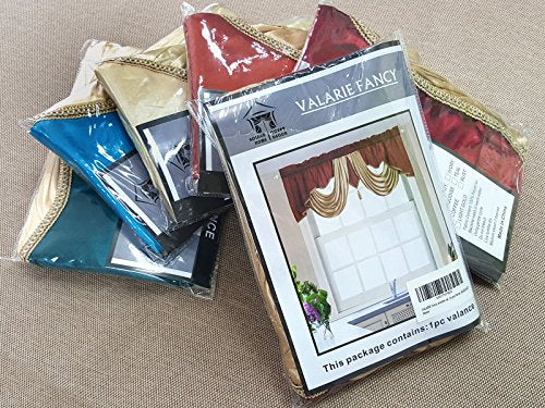 Valarie Fancy Window Valance. 54 x 18 inches. Taffeta Fabric with Soft Satin Swag. Add Some Royal luxruy Accent to Your Home. (Burgundy) - color: Burgundy, size: 54"W x 18"L (Pack of 1)