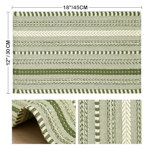 Artoid Mode Army Green Woven Braided Stripe Placemats Set of 4-12x18 Inch - color: Army Green, size: 12" x 18", 4 Pcs