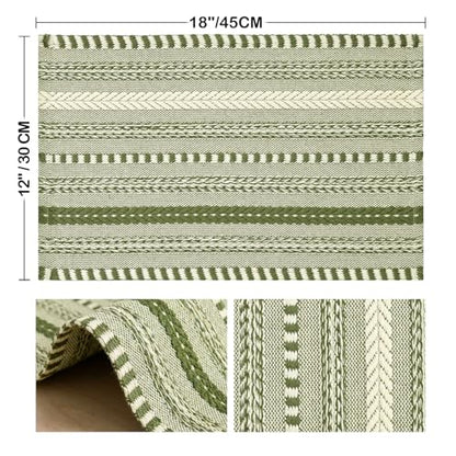 Artoid Mode Army Green Woven Braided Stripe Placemats Set of 4-12x18 Inch - color: Army Green, size: 12" x 18", 4 Pcs