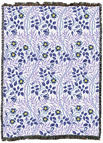 Pure Country Weavers William Morris Sweetbriar Lavender Blanket XL - Arts & Crafts - Gift Tapestry Throw Woven from Cotton - Made in the USA (82x62) - color: Lavender, size: X-Large