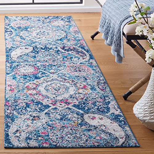 SAFAVIEH Madison Collection Runner - 2'3" x 10', Blue & Grey, Non-Shedding & Easy Care, Ideal for High Traffic Areas in the Living Room, Dining, Bedroom (MAD600M) - color: Blue/Grey, size: 2'3" x 10' (Runner)
