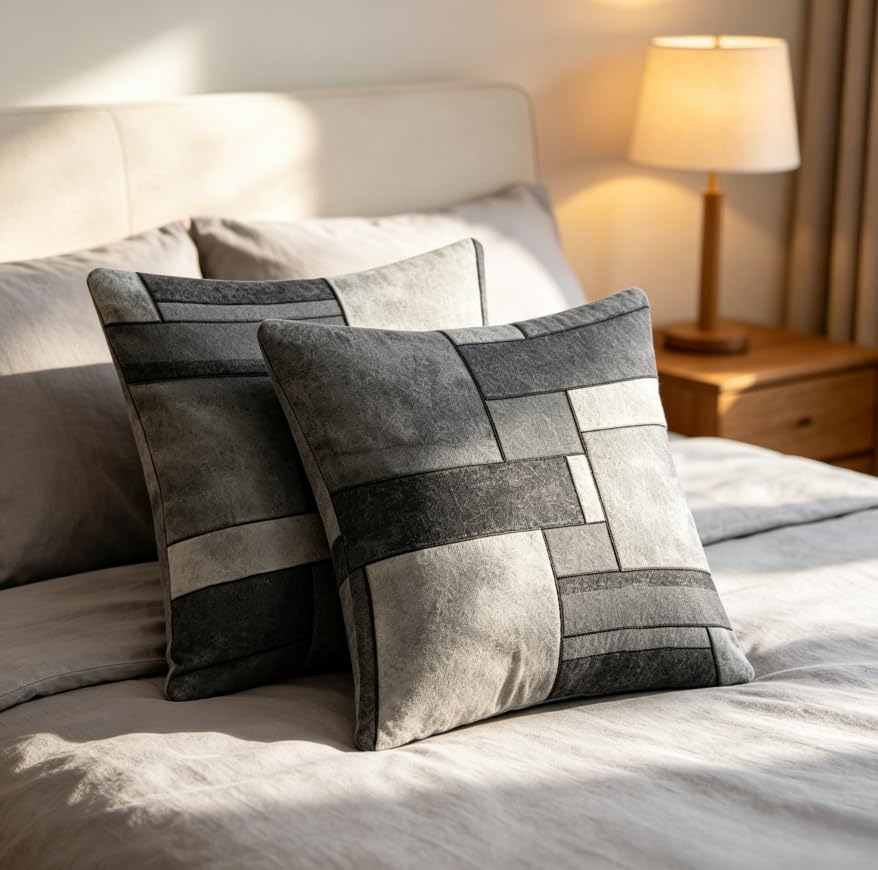 18x18 Inch Modern Grey Geometric Throw Pillow Covers Set of 2 - color: A20013, size: 18" x 18" (Pack of 2)