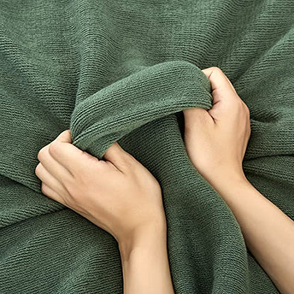 Homiest Dark Green Knitted Throw Blanket with Fringe, 50x60 Inch - color: Dark Green, size: 50" x 60"