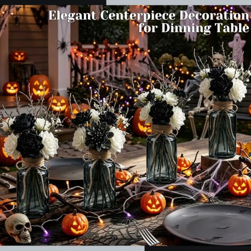 Mason Jar Glass Vases 6 Pack, Black Flower Vase for Centerpieces - color: Black