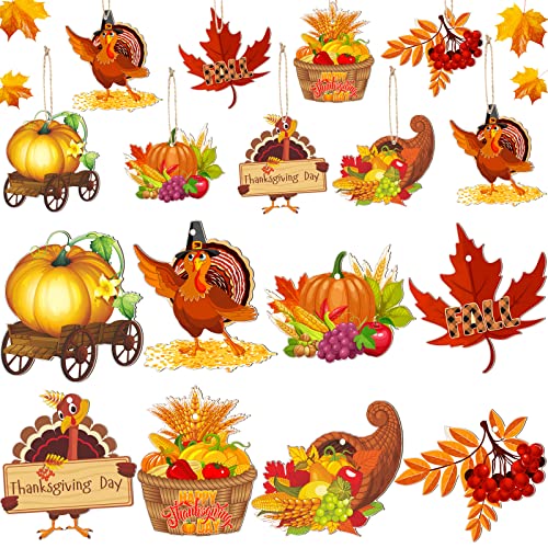 Bucherry 40 Pcs Fall Ornaments for Tree Thanksgiving Wood Decor,Warm Style - style: Warm Style