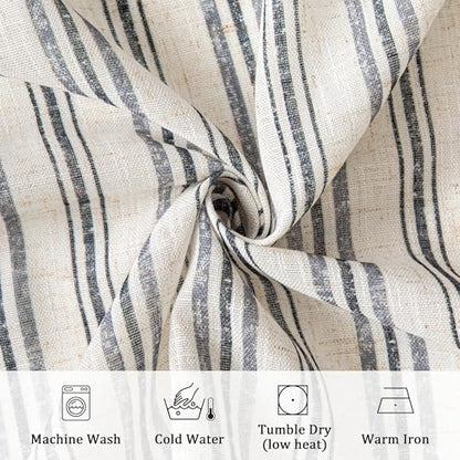 MYSKY HOME Dark Grey Striped Linen Curtains for Living Room 52x96,2 Panels - color: B-dark Grey, size: 52"W x 96"L (Pack of 2)