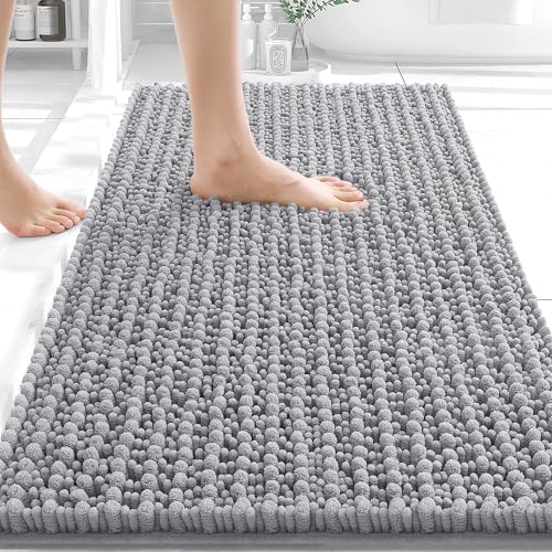 OLANLY Bathroom Rugs 30x20, Thick Soft Absorbent Chenille Bath Rugs - color: Grey, size: 30" x 20"