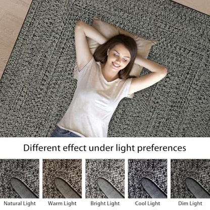 ROYHOME Runner Rug 2x10 Print Braided Hallway Runner Rug Washable Rug - color: Grey/Brown, size: 2' x 10' (Rectangular)